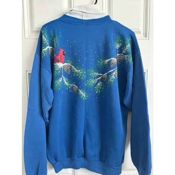 Vintage Cotton Grove Cardinal turtleneck Sweatshirt Blue L Made In USA - Picture 4 of 5